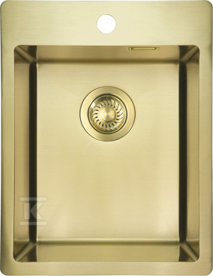 Zlewozmywak stalowy Olfato Precious, złoto szczotkowane, 1-komorowy 390x505x200 mm + osprzęt Space-Saver