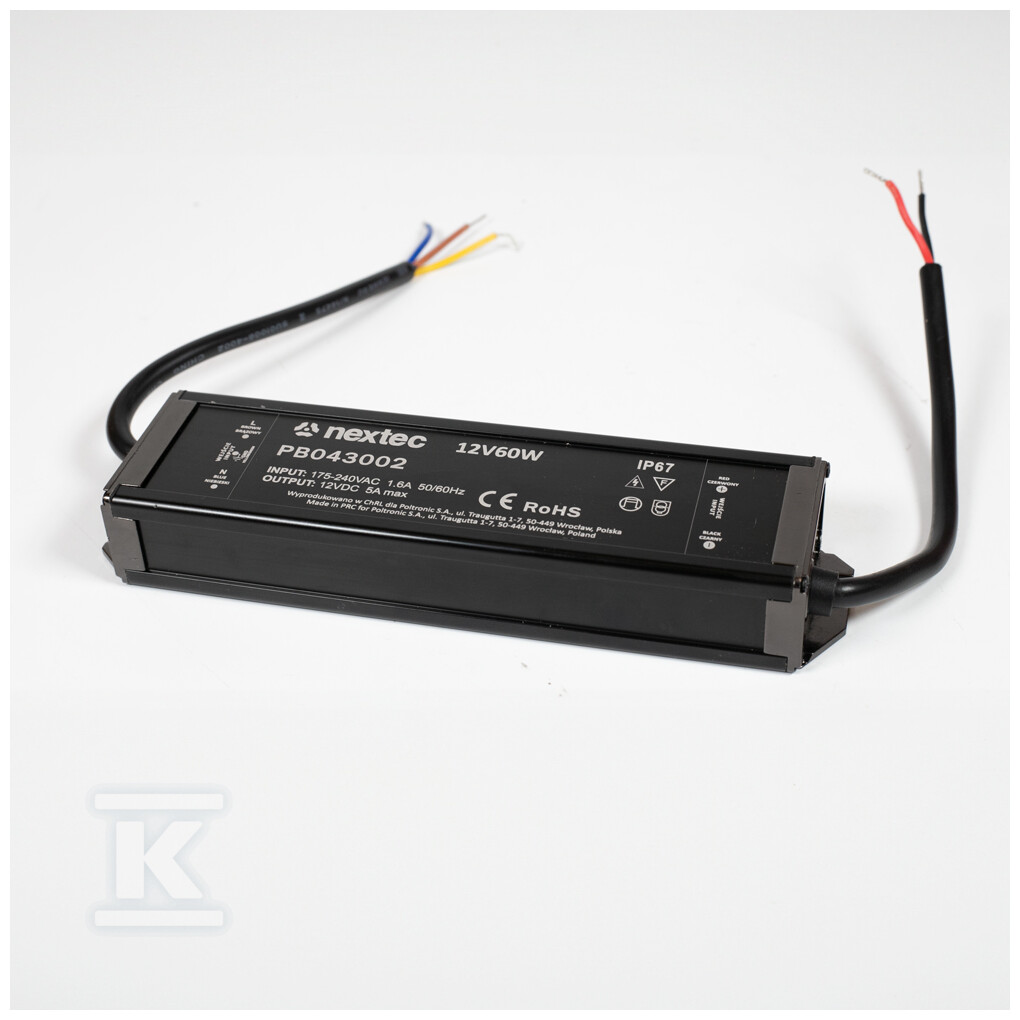 Водонепроникний блок живлення, LLG 12V / IP67 / 5A / 60W
