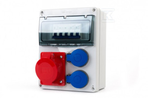 Rozdzielnica R-240 8M - gniazda 32A 5p, 2x230V + zabezpieczenia (3P C32A, 1P B16Ax2 ) IP44, ONNLINE
