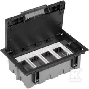 Puszka podłogowa 4-modułowa, 8x K45, głębokość 93mm + SM402/9, czarny, Connect