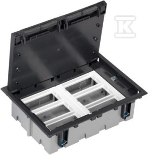 Підлогова коробка 6-модульна, 12-кратна K45, глиб. 93mm + 2-кратна SM302/9, графіт Connect