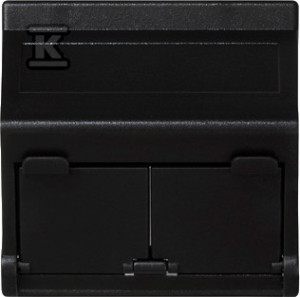 Płytka K45 2-krotna RJ z osłoną skośna, do adapterów MD, czarny