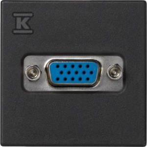 Плата K45 роз'єм VGA (D-Sub 15) 45x45mm + вкладиш, гвинтові клеми, графіт