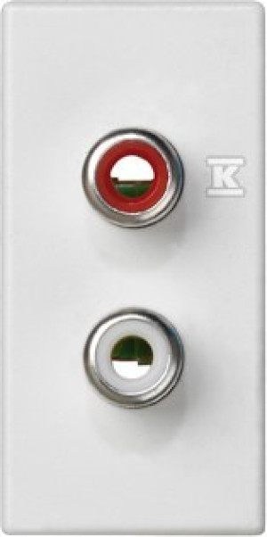 Płytka K45/2 złącz 2-krotna RCA (CINCH) 22,5x45mm + wkłady, zaciski śrubowe, biały