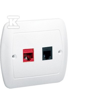 Gniazdo komputerowe RJ45 + telefoniczne RJ11 AF5T/11 Akord biały