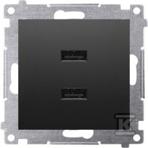 Ładowarka 2 x USB (moduł), 2.1 A, 5V DC, 230V, czarny mat Simon54
