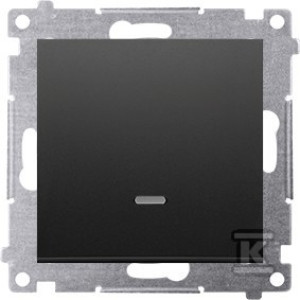 Łącznik jednobiegunowy z podświetleniem LED (moduł) 10AX, 250V~, szybkozłącza, czarny mat Simon54