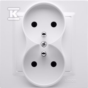 Подвійна розетка з заземленням MONOBLOCK (модуль) 16A, 250V~, гвинтові затискачі, білі Комплектна - не для рамок білий Simon10