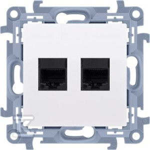 Подвійне комп'ютерне гніздо RJ45 категорії 6 екрановане (модуль), біле Simon10