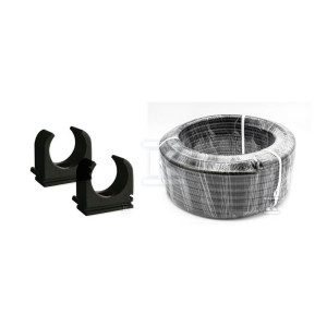 Rura karbowana RKSGD-UV E25/50mb czarna z pilotem, średnica zewnętrzna 25mm, średnica wewnętrzna 19mm /w krążku 50mb/+uchwyt otwarty, bezhalogenowy,