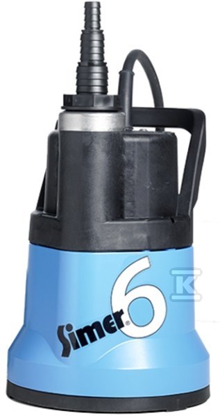 Pompa zatapialna SIMER 6 (230V), pompuje wodę do 2 mm lustra wody (metalowy wirnik i obudowa)