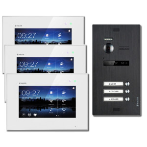 Video Türsprechanlage BALTER EVO 2-Draht BUS mit 3 x 7" Display und 150° für 3-Familienhaus