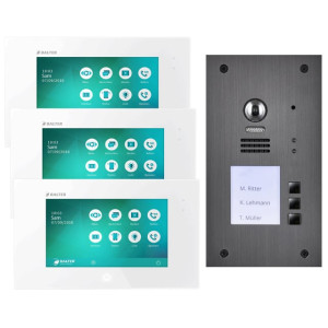 Video Türsprechanlage BALTER 2-Draht BUS mit 3 x 7" Display und 170° für 3-Familienhaus