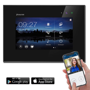 BALTER EVO 7" WLAN Videostation, Kapazitive Touchscreen-Technologie, 2-Draht BUS, Plexiglas, Interkom, microSD-Slot, Schwarz