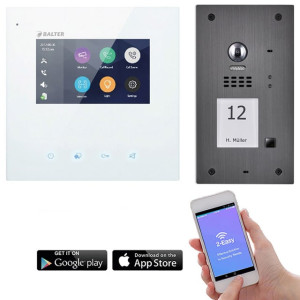 WLAN Video Türsprechanlage 2-Draht BUS für 1-Familienhaus mit hochwertigerm 4,3" Touchscreen-Bildschirm und RFID Edelstahl-Türstation inkl. Hauptstromverteiler