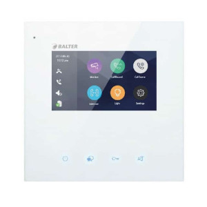 BALTER JUNO 4.3" WiFi Videostation, Touchscreen Bildschirm, 2-Draht BUS Technologie, Plexiglas, Interkom, iOS + Android Apps, microSD-Slot, Weiß