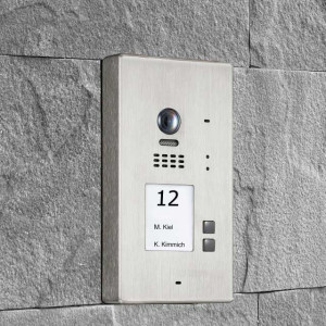 BALTER EVIDA Video Türsprechanlage Aufputz, 2-Draht, Edelstahl, RFID für 2-Familienhaus, 170 Grad