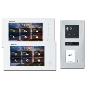 Balter ERA IP Türsprechanlage, WLAN, RFID und 2-Draht BUS für 1-Familienhaus, 2 x 7" Touchscreen-Monitor und Hauptstromverteiler