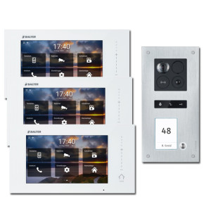 Balter ERA IP Türsprechanlage, WLAN, RFID und 2-Draht BUS für 1-Familienhaus, 3 x 7" Touchscreen-Monitor und Hauptstromverteiler