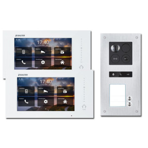Balter ERA IP Türsprechanlage, WLAN, RFID und 2-Draht BUS für 2-Familienhaus, 2 x 7" Touchscreen-Monitor und Hauptstromverteiler