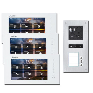 Balter ERA IP Türsprechanlage, WLAN, RFID und 2-Draht BUS für 3-Familienhaus, 3 x 7" Touchscreen-Monitor und Hauptstromverteiler