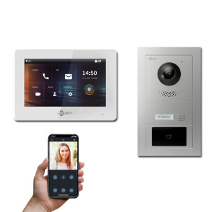 Goliath IP Video Türsprechanlage Hybrid, 1 x 7" Innenstation, 1 x Außenstation mit Kamera, 1 Klingel, RFID