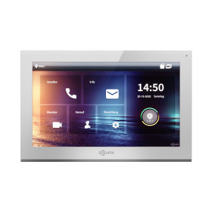 GOLIATH Hybrid IP Video Türsprechanlage | 10 Zoll HD Monitor | Smartphone App | 8GB + PoE | Weiß