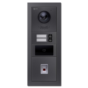 Goliath IP & 2-Draht Video Türsprechanlage Hybrid Außenstation mit Kamera, 2 Klingel, Fingerprint und RFID