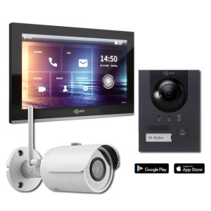 GOLIATH Hybrid IP Video Türsprechanlage | 1-Familie | 10 Zoll | WLAN Kamera | 180° Kamera