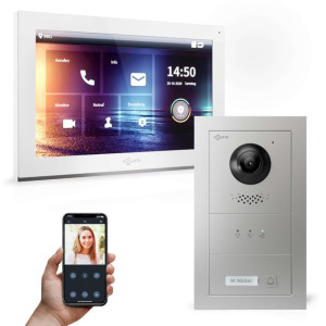 Goliath IP Video Türsprechanlage Hybrid, 1 x 10" Innenstation, 1 x Außenstation mit Kamera, 1 Klingel und Anzeige