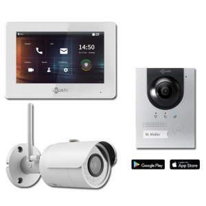 Goliath 2-Draht IP Video Türsprechanlage Hybrid | 1-Familie | 7 Zoll | WLAN Kamera | 180° Kamera