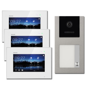 Video Türsprechanlage BALTER EVO 2-Draht BUS Aufputz mit 3 x 7" Display und 120°, RFID für 1-Familienhaus