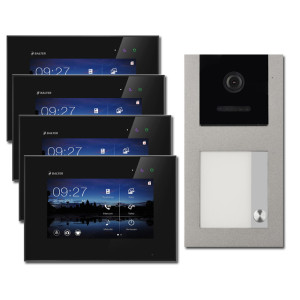 Video Türsprechanlage BALTER EVO 2-Draht BUS Aufputz mit 4 x 7" Display und 120°, RFID für 1-Familienhaus