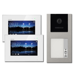 Video Türsprechanlage BALTER EVO 2-Draht BUS Aufputz mit 2 x 7" Display und 120°, RFID für 2-Familienhaus