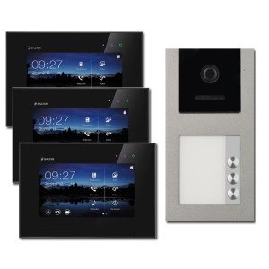 Video Türsprechanlage BALTER EVO 2-Draht BUS Aufputz mit 3 x 7" Display und 120°, RFID für 3-Familienhaus