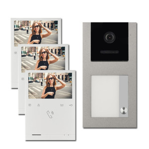 Video Türsprechanlage BALTER EVO 2-Draht BUS Aufputz mit 3 x 4,3" Display und 120°, RFID für 1-Familienhaus
