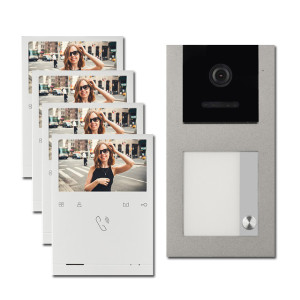 Video Türsprechanlage BALTER EVO 2-Draht BUS Aufputz mit 4 x 4,3" Display und 120°, RFID für 1-Familienhaus