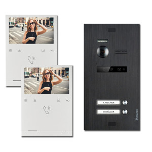 Video Türsprechanlage BALTER EVO 2-Draht BUS mit 2 x 4,3" Display und 150° für 2-Familienhaus