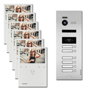 Video Türsprechanlage BALTER EVO 2-Draht BUS mit 6 x 4,3" Display, RFID und 150° für 6-Familienhaus