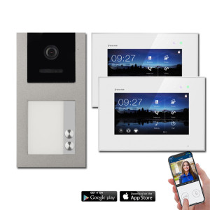 Video Türsprechanlage BALTER EVO 2-Draht BUS Aufputz mit 2 x 7" WIFI Display und 120°, RFID für 2-Familienhaus