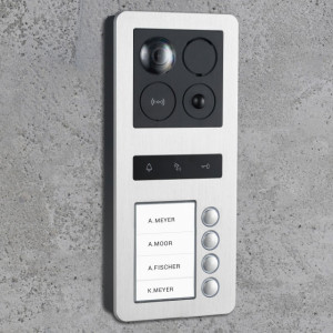 BALTER ERA Silver IP Aufputz-Türstation für 4 Teilnehmer, Full HD, 2-Draht BUS, IR, 180° Ultra-Weitwinkelkamera, RFID
