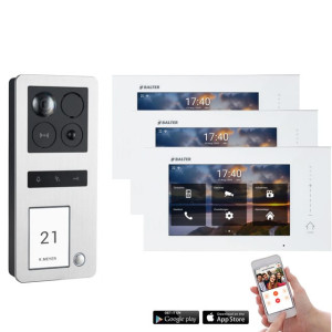 Balter ERA Türsprechanlage IP, WLAN, RFID, Aufputz, 2-Draht BUS für 1-Familienhaus, 3 x 7" Touchscreen-Monitor und Hauptstromverteiler