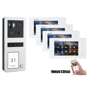 Balter ERA Türsprechanlage IP, WLAN, RFID, Aufputz, 2-Draht BUS für 1-Familienhaus, 4 x 7" Touchscreen-Monitor und Hauptstromverteiler