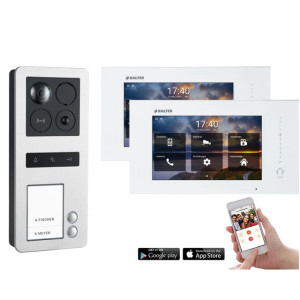 Balter ERA Türsprechanlage IP, WLAN, RFID, Aufputz, 2-Draht BUS für 2-Familienhaus, 2 x 7" Touchscreen-Monitor und Hauptstromverteiler