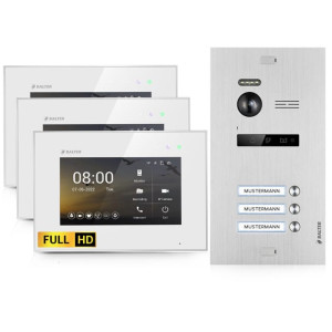 Balter EVO HD Video Türsprechanlage für 3 Familienhaus, 3 x Monitor