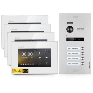 Balter EVO HD Video Türsprechanlage für 4 Familienhaus, 4 x Monitor