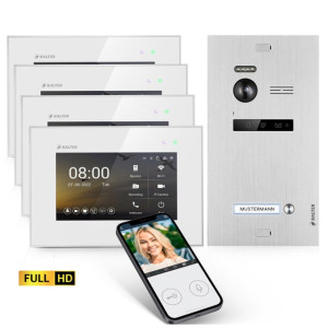 Balter EVO HD Video Türsprechanlage für 1 Familienhaus, 4 x Monitor, App, WLAN
