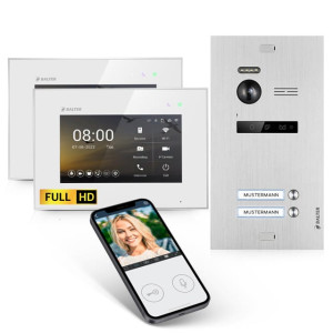 Balter EVO HD Video Türsprechanlage für 2 Familienhaus, 2 x Monitor, App, WLAN