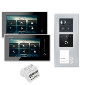 Balter ERA Türsprechanlage | WLAN | RFID | Fingerprint | 2-Draht BUS für 2-Familienhaus | 2 x 7" HD Touchscreen-Monitor | Hauptstromverteiler