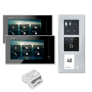 Balter ERA Türsprechanlage | WLAN | RFID | Fingerprint | 2-Draht BUS für 1-Familienhaus | 2 x 7" HD Touchscreen-Monitor | Hauptstromverteiler
